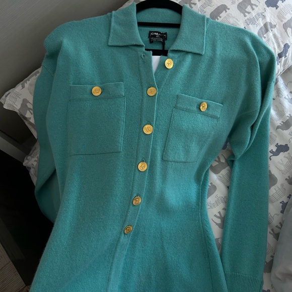 CHANEL Sweaters - Chanel sweater/shirt/cardigan, authentic turquoise, size small